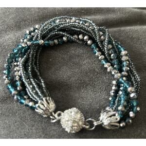 PREMIER DESIGNS Seaside Multi Strand Glass Crystal Bead Bracelet Magnetic
